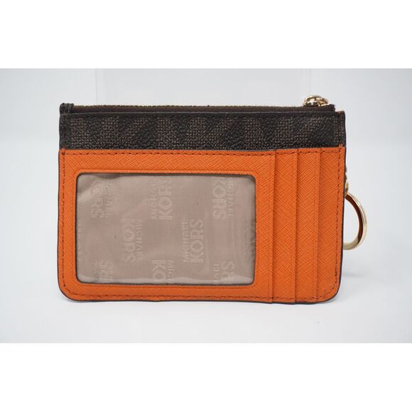 Michael Kors Fulton Small Top Zip Coin Pouch w/ ID and Keyring Dark Brown - Picture 2 of 6